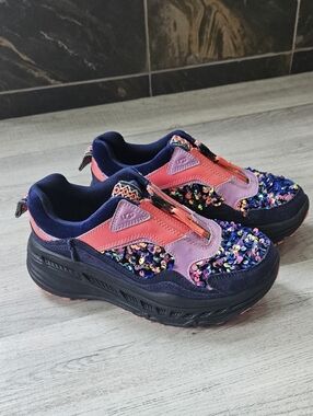 UGG Navy Pink CA805 Zip Stellar Sequin Sneakers Shoes Walking Hiking Womens Sz 7